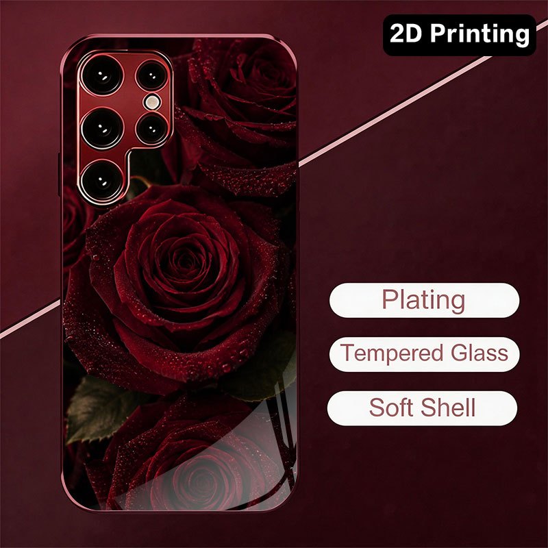 Computer Case - Glass phone case with dark red